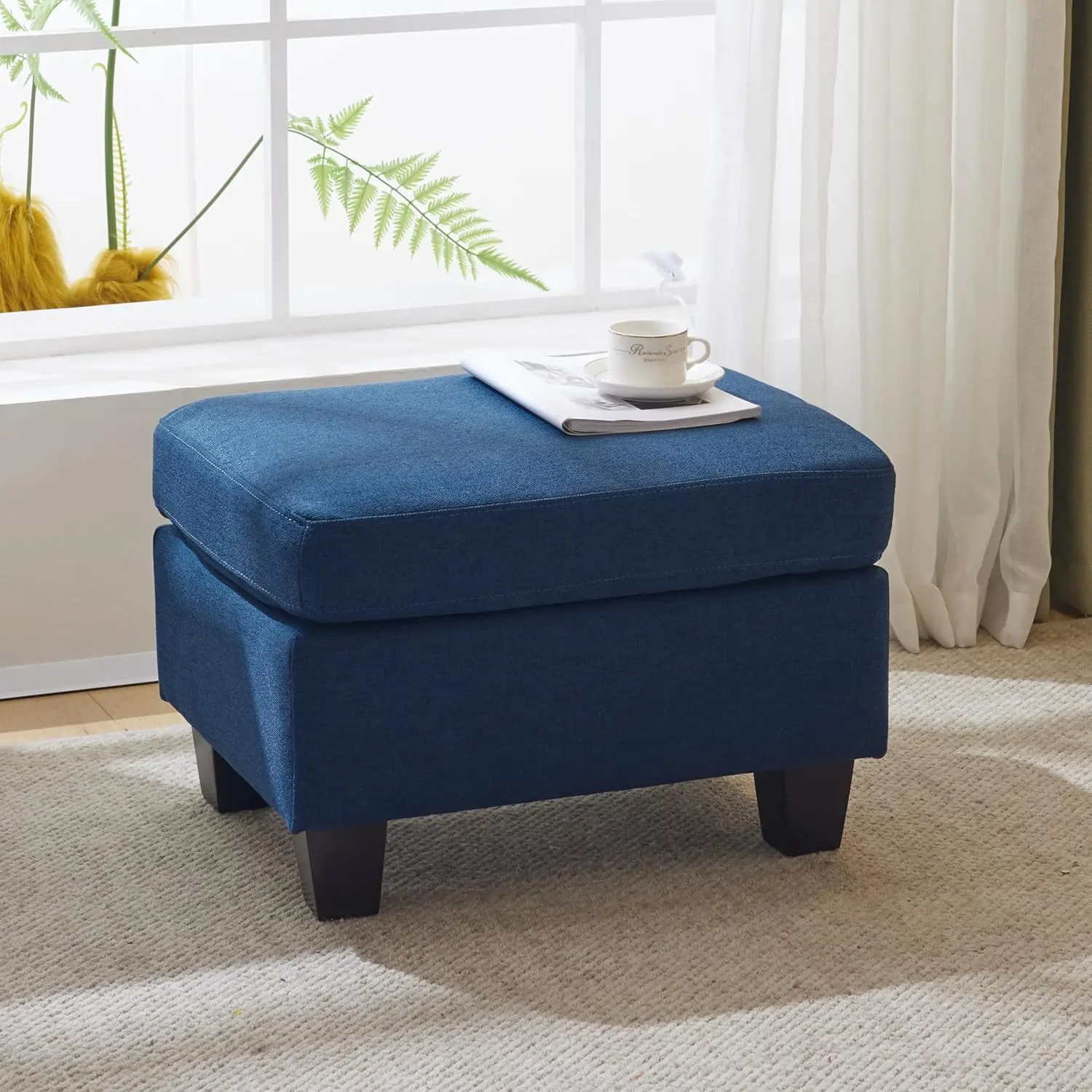 Ottoman Foot Stool,Rectangular Fabric Upholstered Ottoman,Modern Side Table For Living Room Bedroom, Birch Wood Legs,Navy Blue
Ottoman Foot Stool,Rectangular Fabric Upholstered Ottoman,Modern Side Table For Living Room Bedroom, Birch Wood Legs,Navy Blue