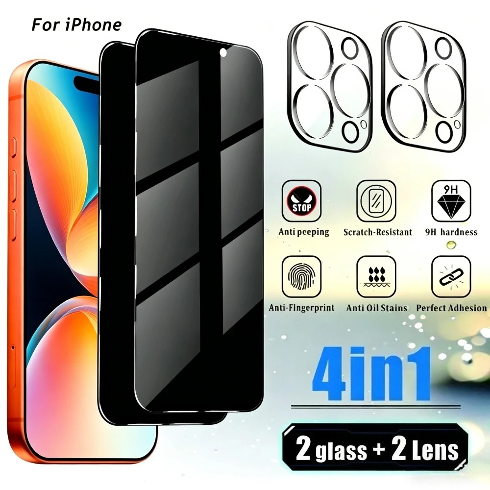 2Pcs Anti Spy Full Screen Protector for iPhone 17 16 15 Pro Max 17e 16e 14 13 12 Pro Air 15 14 Plus With 2Pcs Camera Lens Glass
2Pcs Anti Spy Full Screen Protector for iPhone 17 16 15 Pro Max 17e 16e 14 13 12 Pro Air 15 14 Plus With 2Pcs Camera Lens Glass