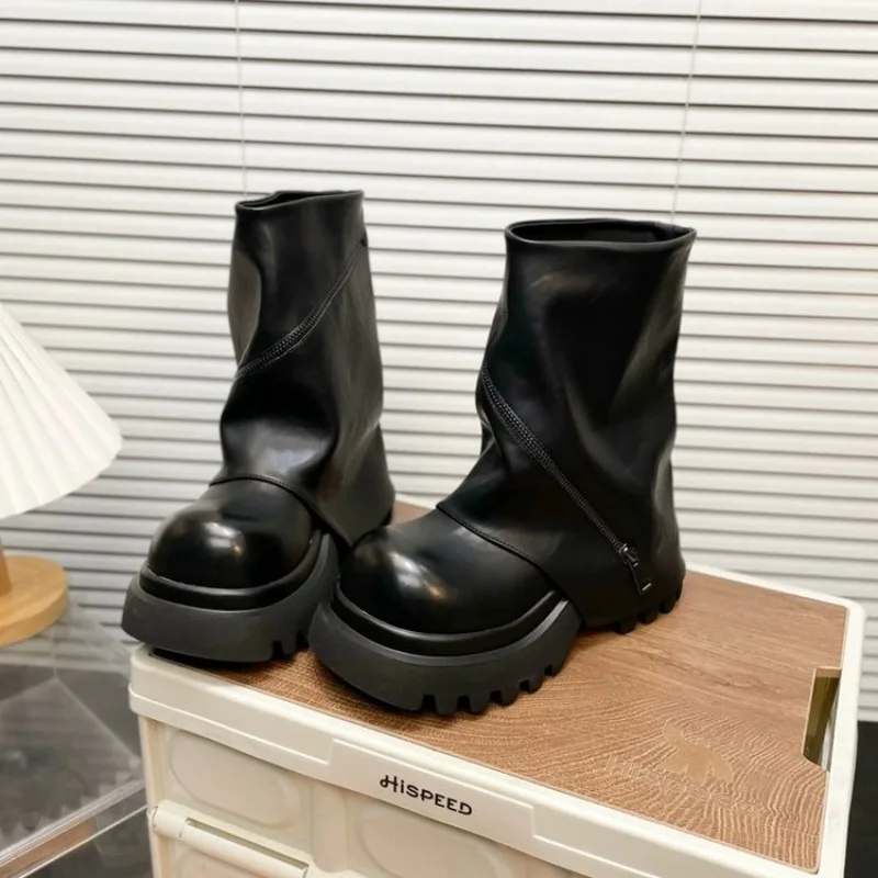 Women Platform Boots Chunky Lug Sole Exaggerated Round Toe Diagonal Zipper Mid Calf Booties Smooth Upper Gothic Streetwear Shoes
Women Platform Boots Chunky Lug Sole Exaggerated Round Toe Diagonal Zipper Mid Calf Booties Smooth Upper Gothic Streetwear Shoes