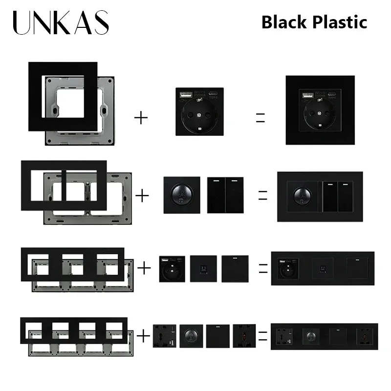 UNKAS Черная пластиковая панель Бесплатная комбинация Французская розетка европейского стандарта TypeC USB-вентилятор Дверной звонок Компьютерная ТВ-занавеска DIY Соответствующие модули
UNKAS Черная пластиковая панель Бесплатная комбинация Французская розетка европейского стандарта TypeC USB-вентилятор Дверной звонок Компьютерная ТВ-занавеска DIY Соответствующие модули