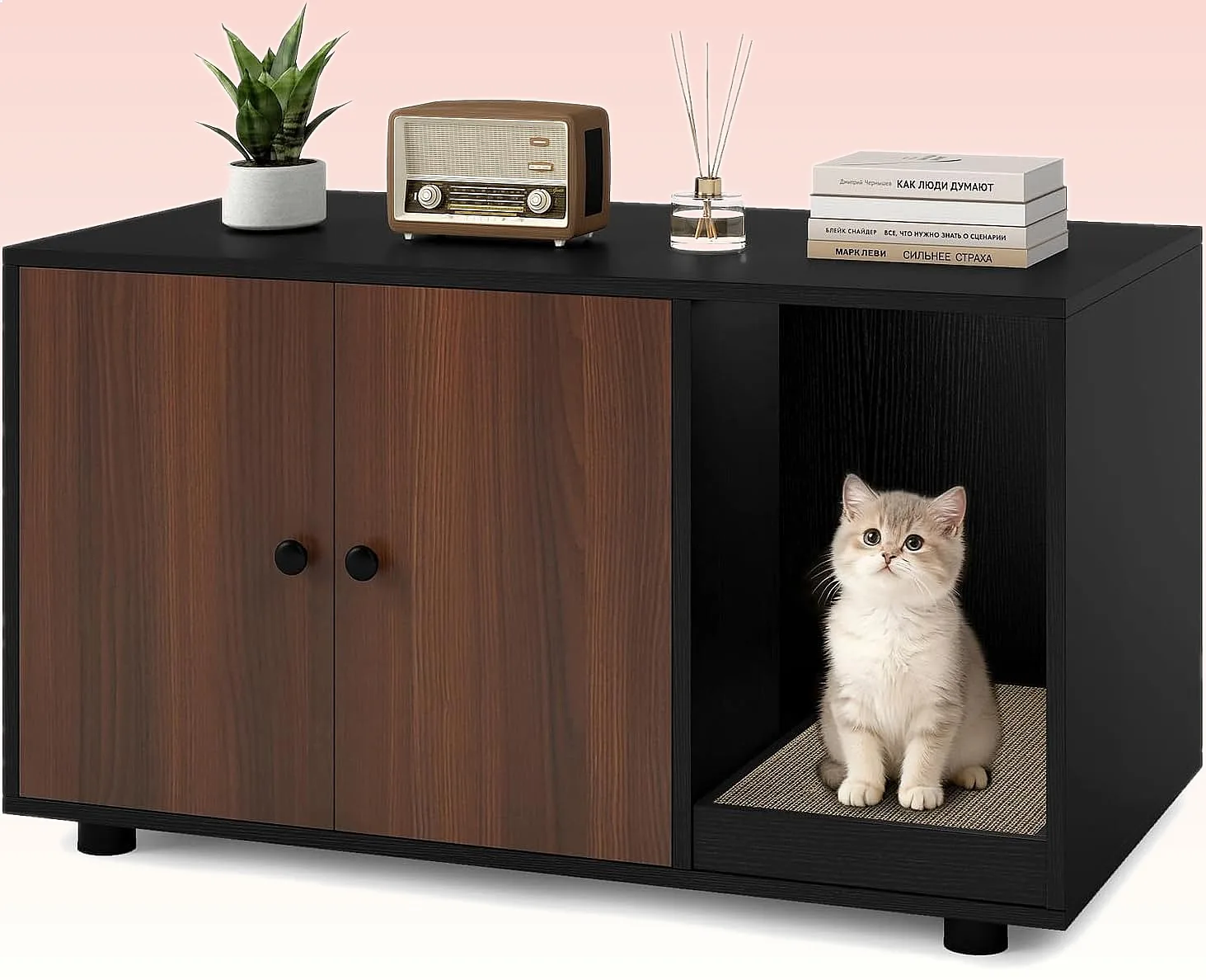 PETSITE Wooden Cat Litter Box Enclosure Hidden Furniture with Scratching Board Modern End Table Black
PETSITE Wooden Cat Litter Box Enclosure Hidden Furniture with Scratching Board Modern End Table Black