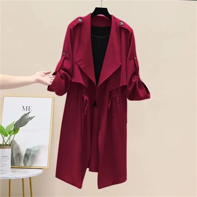 Women's Windbreaker Medium long 2026 New British style waist cinching Fashion Mid long windbreaker Female Solid Casual Jacket
Women's Windbreaker Medium long 2026 New British style waist cinching Fashion Mid long windbreaker Female Solid Casual Jacket