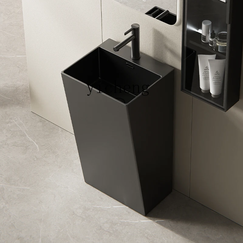 HYS gray column basin ceramic integrated floor wash basin column balcony wash basin
HYS gray column basin ceramic integrated floor wash basin column balcony wash basin
