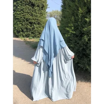 여성용 롱 키마르 람단 이드 무슬림 히잡 헤드카프, 원피스 키마르 주바 이슬람 의류, 히잡 Musulman 기도복