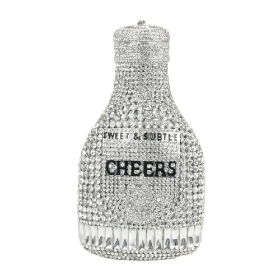 Evening clutch for parties and weddings: champagne-colored rhinestone-embellished crystal handbag, lightweight metallic-finish
Evening clutch for parties and weddings: champagne-colored rhinestone-embellished crystal handbag, lightweight metallic-finish
