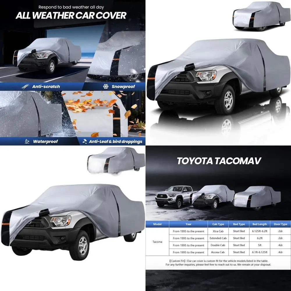 Чехол для пикапа на заказ для Tacoma Xtra/Access/Double Cab SB 1995-2026, водонепроницаемая всепогодная защита с молнией на двери
Чехол для пикапа на заказ для Tacoma Xtra/Access/Double Cab SB 1995-2026, водонепроницаемая всепогодная защита с молнией на двери