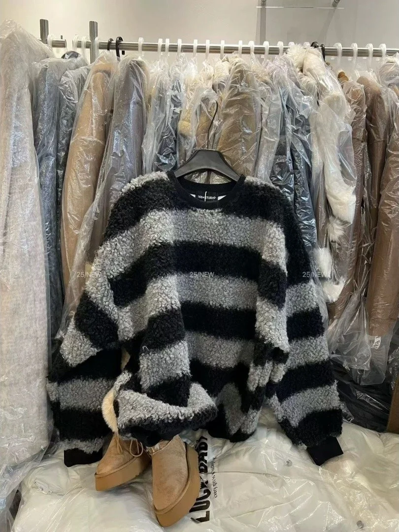 Oversize Lamb Fur Sweatirt Striped round Ne ex Autumn Winter New Sle Casual Comfortable Warm Hoodie Streetwear
Oversize Lamb Fur Sweatirt Striped round Ne ex Autumn Winter New Sle Casual Comfortable Warm Hoodie Streetwear
