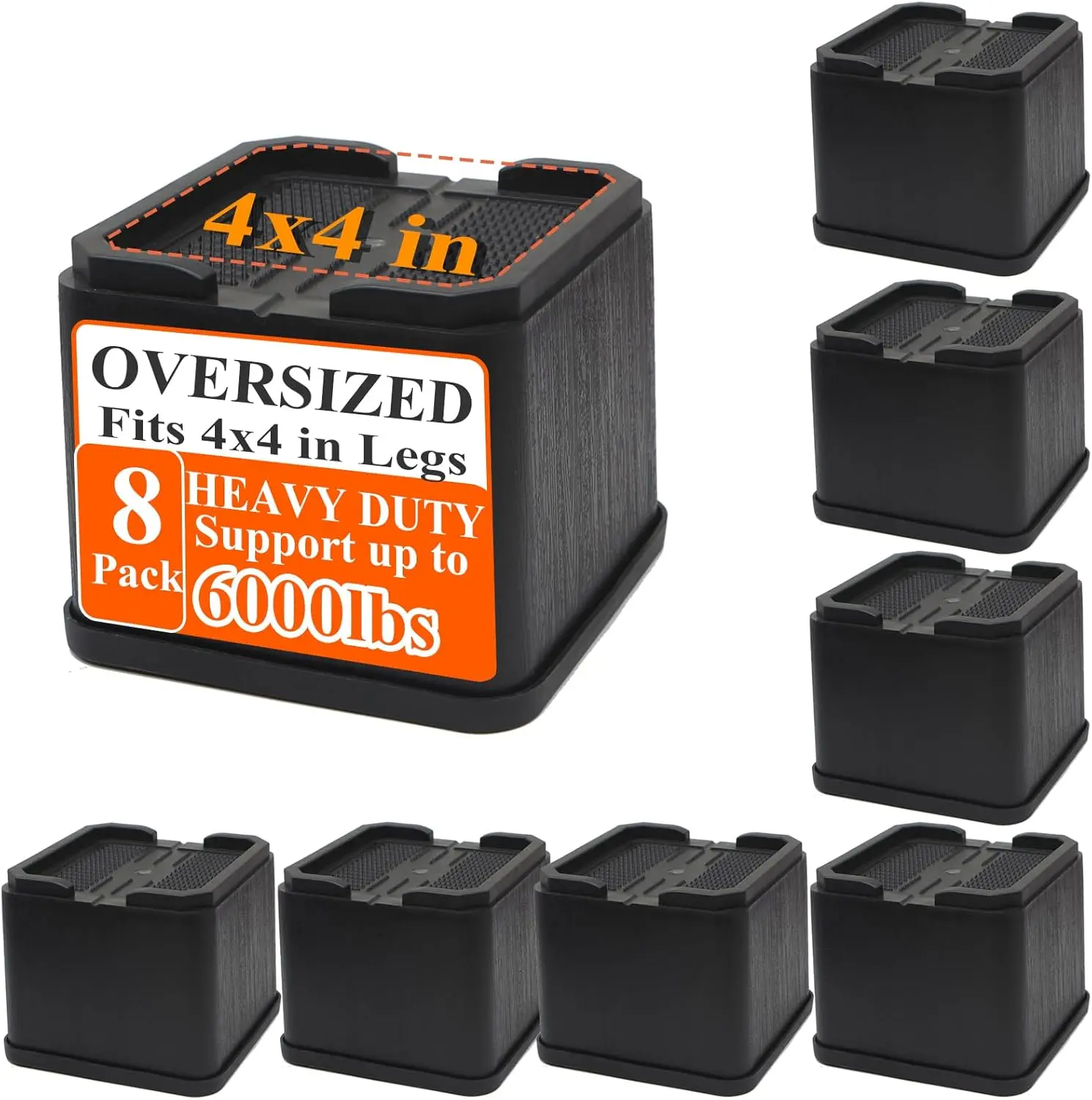 Bed Risers Oversized 8 Pack, 4 H Heavy Duty Furniture Risers Support Up To 6000Lbs, Adjustable 8 H Bed Raising Blocks Couch
Bed Risers Oversized 8 Pack, 4 H Heavy Duty Furniture Risers Support Up To 6000Lbs, Adjustable 8 H Bed Raising Blocks Couch