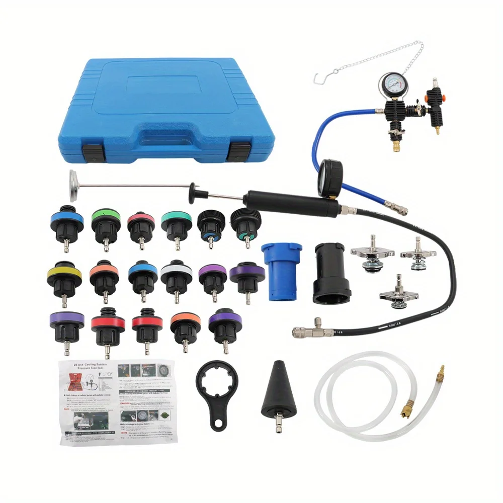 28 Pieces Cooling System Refill Kit Radiator Pressure Tester with Carrying Case
28 Pieces Cooling System Refill Kit Radiator Pressure Tester with Carrying Case