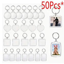 50Pcs/Lot Blank Acrylic Keychains Insert Photo plastic Keyrings Square Key Rectangle heart circular accessories 50Pcs/Lot Blank Acrylic Keychains Insert Photo plastic Keyrings Square Key Rectangle heart circular accessories