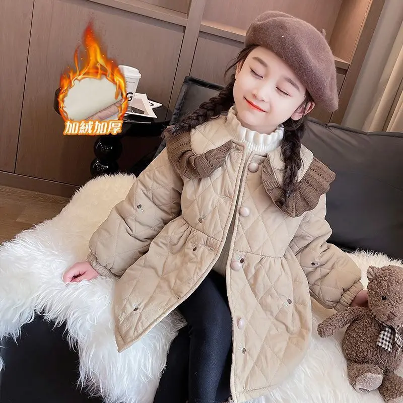 Girls' cotton jacket with added velvet winter new style western-style children's thick winter cotton coat
Girls' cotton jacket with added velvet winter new style western-style children's thick winter cotton coat
