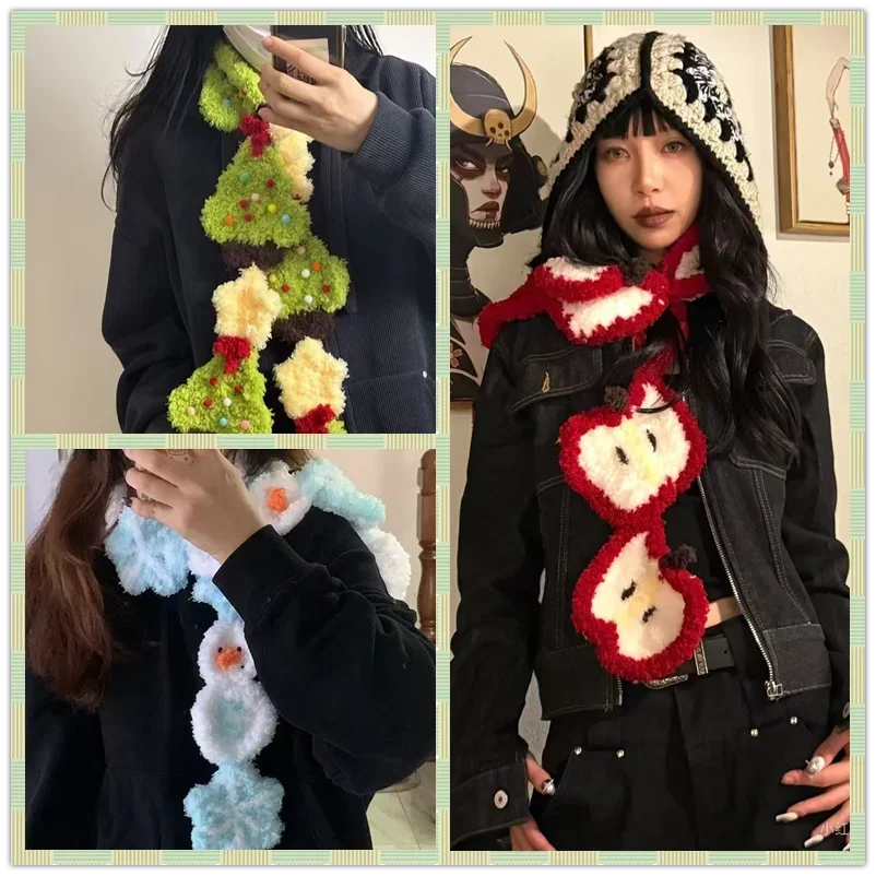 Christmas handmade crochet plush scarf including Christmas tree, apple, snowman style material set tutorial or finished product
Christmas handmade crochet plush scarf including Christmas tree, apple, snowman style material set tutorial or finished product