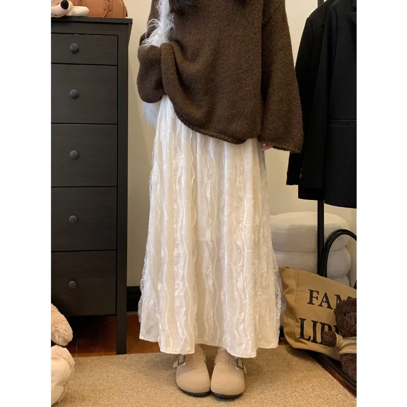 Maxi Velvet Pleated A-Line Women'S White Skirt Elegant Slliced Lace Ruched Spring Autumn Long High Waist Folds Long Women Skirt
Maxi Velvet Pleated A-Line Women'S White Skirt Elegant Slliced Lace Ruched Spring Autumn Long High Waist Folds Long Women Skirt