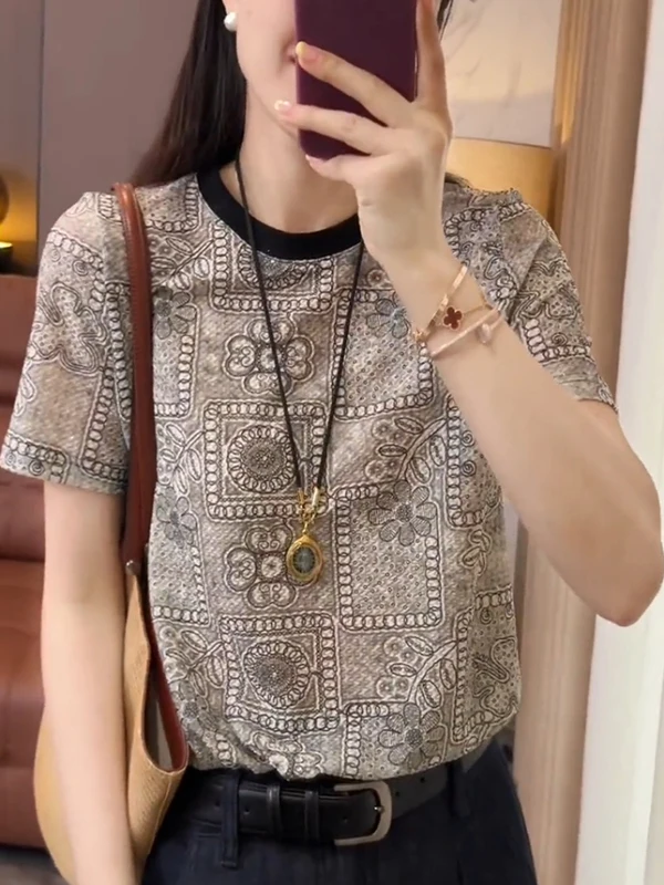 Summer 2025 Women's Loose Fit round Ne ort Sve T-irt Korean Sle High Waist Commute Sle Casual Wear All Seasons
Summer 2025 Women's Loose Fit round Ne ort Sve T-irt Korean Sle High Waist Commute Sle Casual Wear All Seasons