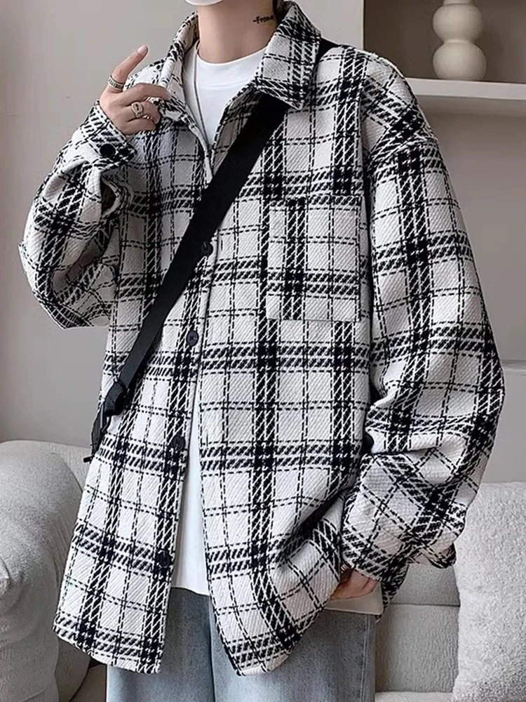 Preppy Plaid Men's Jaet Autumn Winter Casual Lapel Woolen Coat Youth Trendy Home Daily Wear Long Sve Button Decoration
Preppy Plaid Men's Jaet Autumn Winter Casual Lapel Woolen Coat Youth Trendy Home Daily Wear Long Sve Button Decoration
