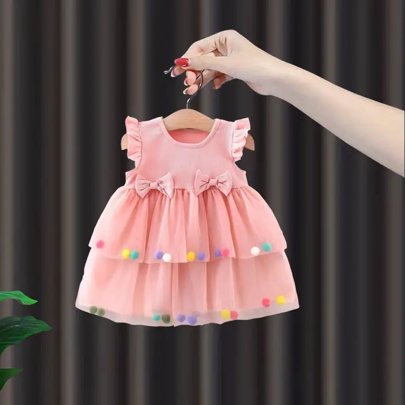 Girls Summer Dresses 2025 New Fashion Sweetheart Bowknot Short Flutter Sleeve Colorful Pompons Dress Kids Birthday Clothes
Girls Summer Dresses 2025 New Fashion Sweetheart Bowknot Short Flutter Sleeve Colorful Pompons Dress Kids Birthday Clothes
