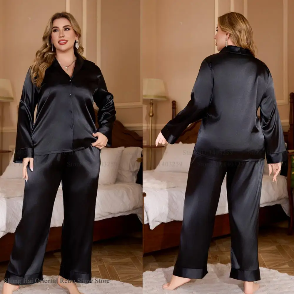 Oversize 3XL 4L 5XL Women Sleepwear 2PCS Pajamas Set Spring Autumn New Long Sleeve Trouser Suits Loungewear Ice Silk Homewear
Oversize 3XL 4L 5XL Women Sleepwear 2PCS Pajamas Set Spring Autumn New Long Sleeve Trouser Suits Loungewear Ice Silk Homewear