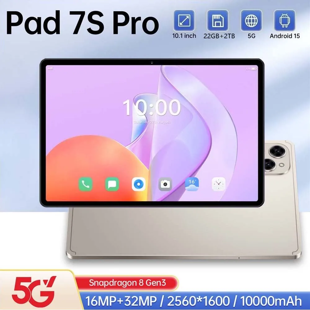 10.1" HD High-end Tablet PC Pad 7SPro Original 5G Dual SIM kids Tab Android 15 Global Version 22GB+2TB 10000mAh WIFI Tablets
10.1" HD High-end Tablet PC Pad 7SPro Original 5G Dual SIM kids Tab Android 15 Global Version 22GB+2TB 10000mAh WIFI Tablets