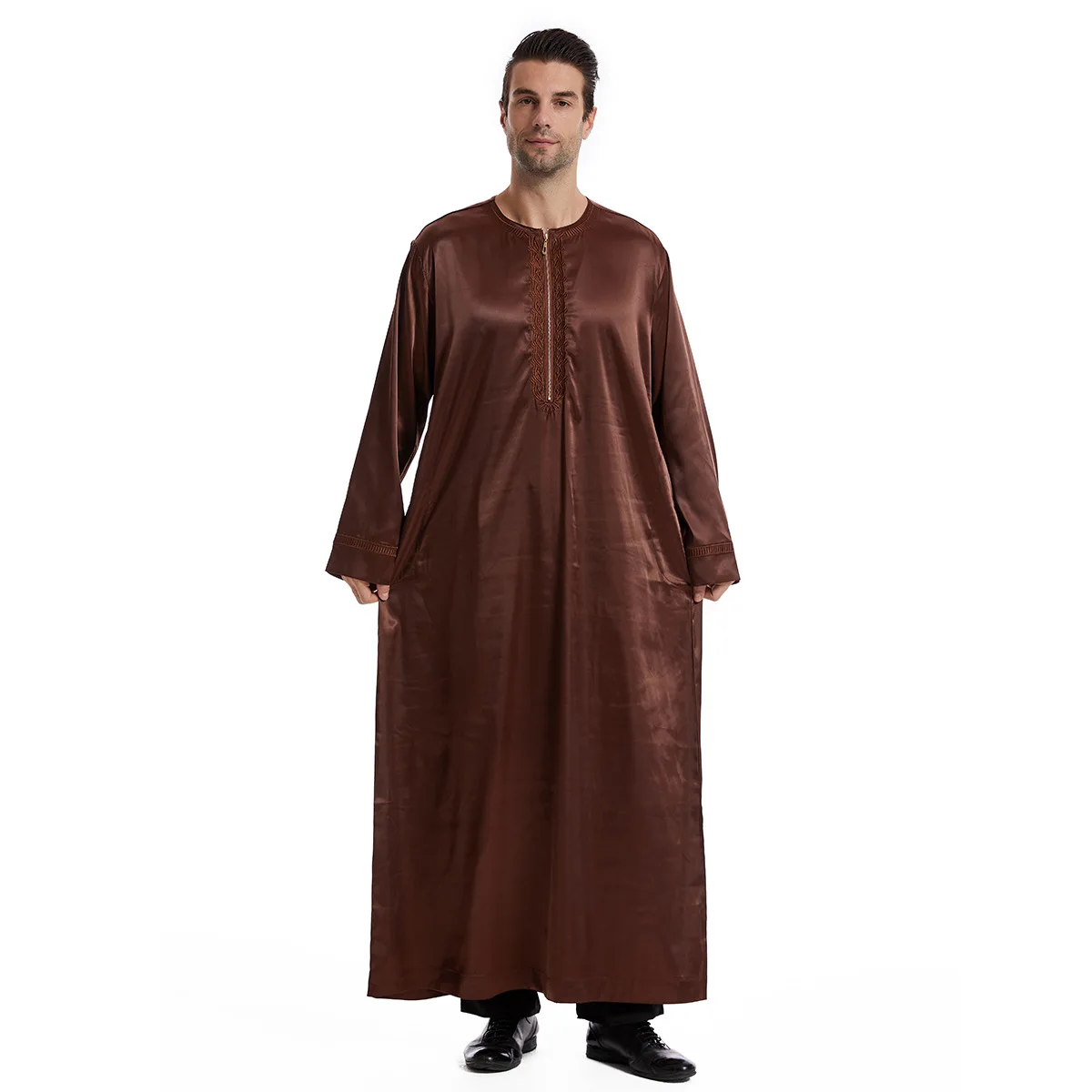 Dark Brown Long Bisht Men's Suit Embroidered Robe Casual Dhurra for Wedding Summer Prom Party
Dark Brown Long Bisht Men's Suit Embroidered Robe Casual Dhurra for Wedding Summer Prom Party