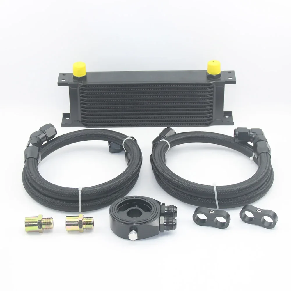 Universal 13 Rows Oil Cooler Kit AN10 Transmission Oil Cooler Kit Oil Filter Adapter with Nylon Stainless Steel Braided Hose
Universal 13 Rows Oil Cooler Kit AN10 Transmission Oil Cooler Kit Oil Filter Adapter with Nylon Stainless Steel Braided Hose