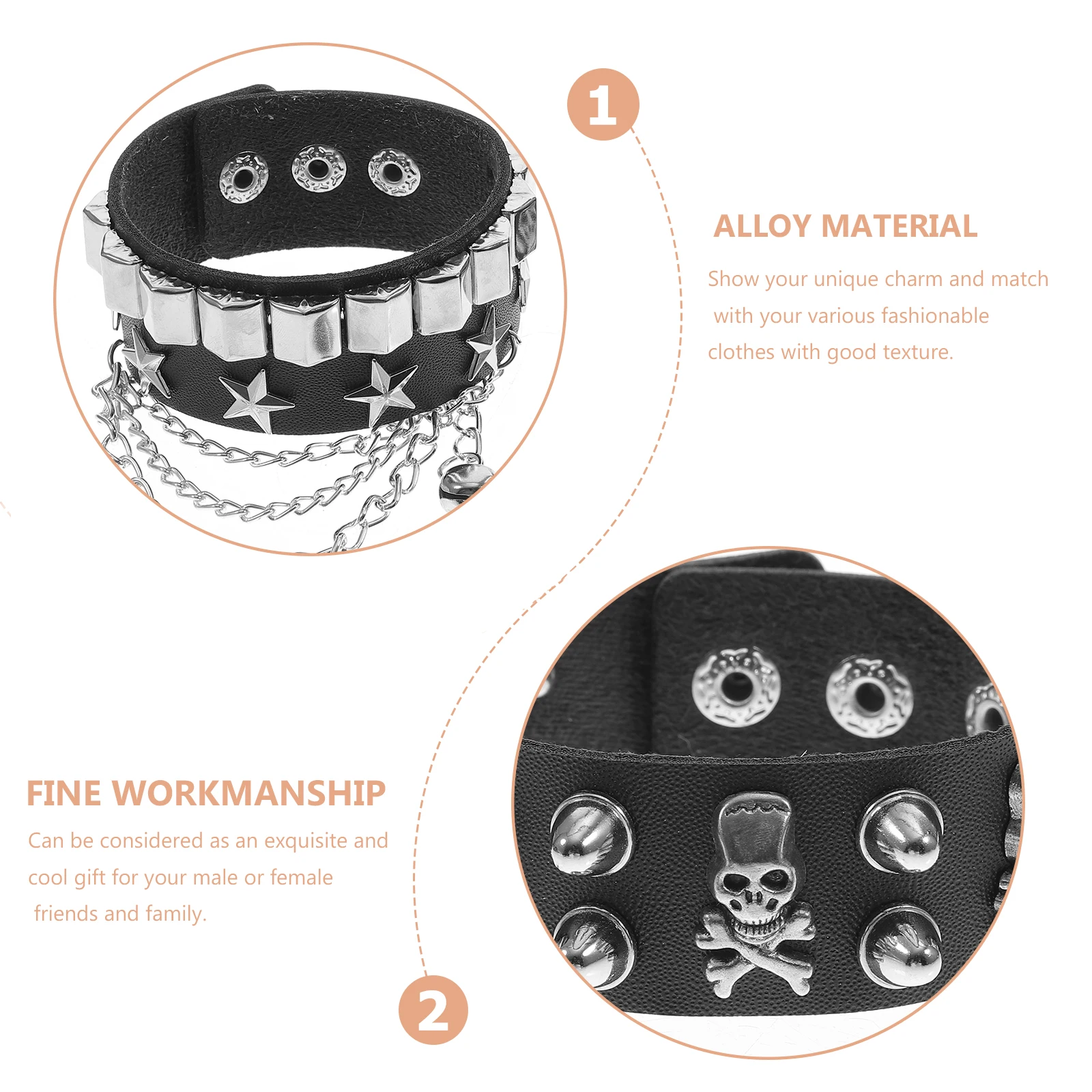 Punk Bracelet Skull Rivets Men's Bracelets Wristband Gothic Cool Mens Birthday Gifts Man Wristbands
Punk Bracelet Skull Rivets Men's Bracelets Wristband Gothic Cool Mens Birthday Gifts Man Wristbands