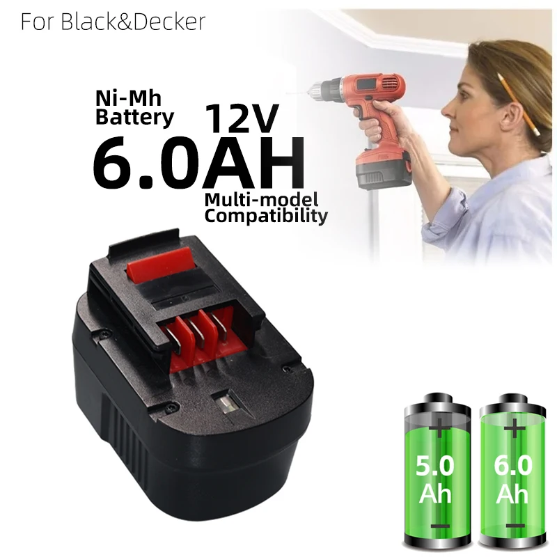 12V 6000mAh for Black&Decker Tools Battery Ni-MH Drill A12 A12EX FSB12 FS120B A1712 HP HP12 Rechargeable Replacement Battery
12V 6000mAh for Black&Decker Tools Battery Ni-MH Drill A12 A12EX FSB12 FS120B A1712 HP HP12 Rechargeable Replacement Battery