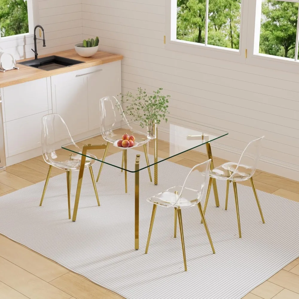 Transparent glass dining table set, modern rectangular, minimalist, transparent acrylic chair dining table set
Transparent glass dining table set, modern rectangular, minimalist, transparent acrylic chair dining table set