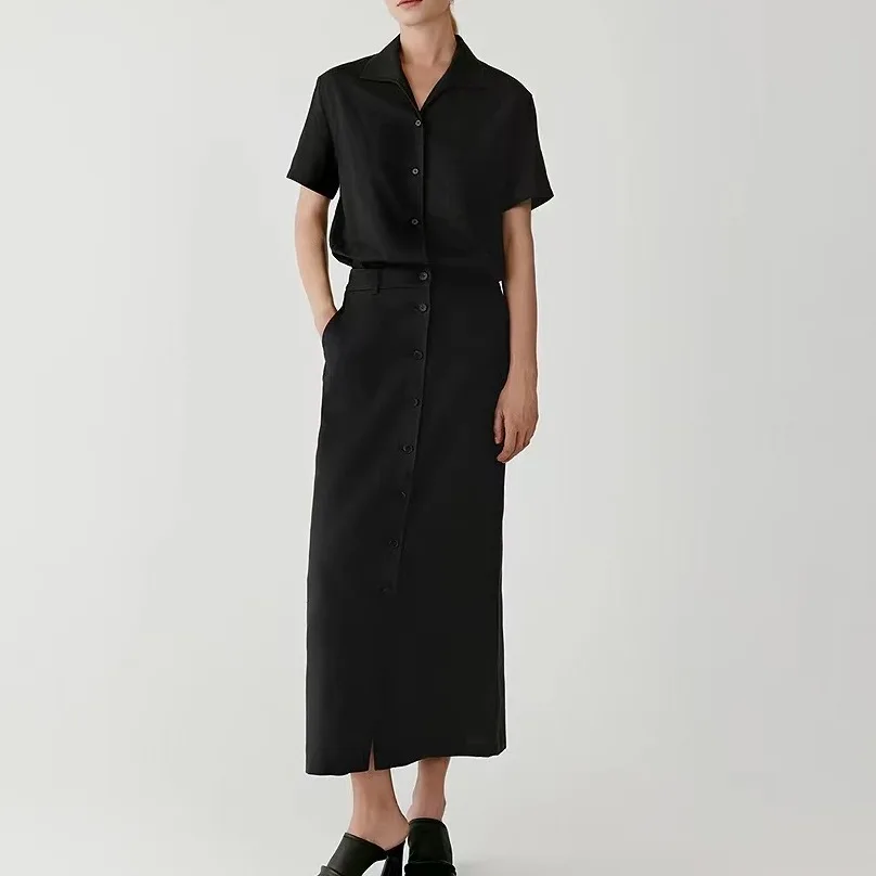 Withered Simple Commuting Versatile Plain Linen Short Sleeved Shirt And Skirt Set New Two Piece Set Women's
Withered Simple Commuting Versatile Plain Linen Short Sleeved Shirt And Skirt Set New Two Piece Set Women's