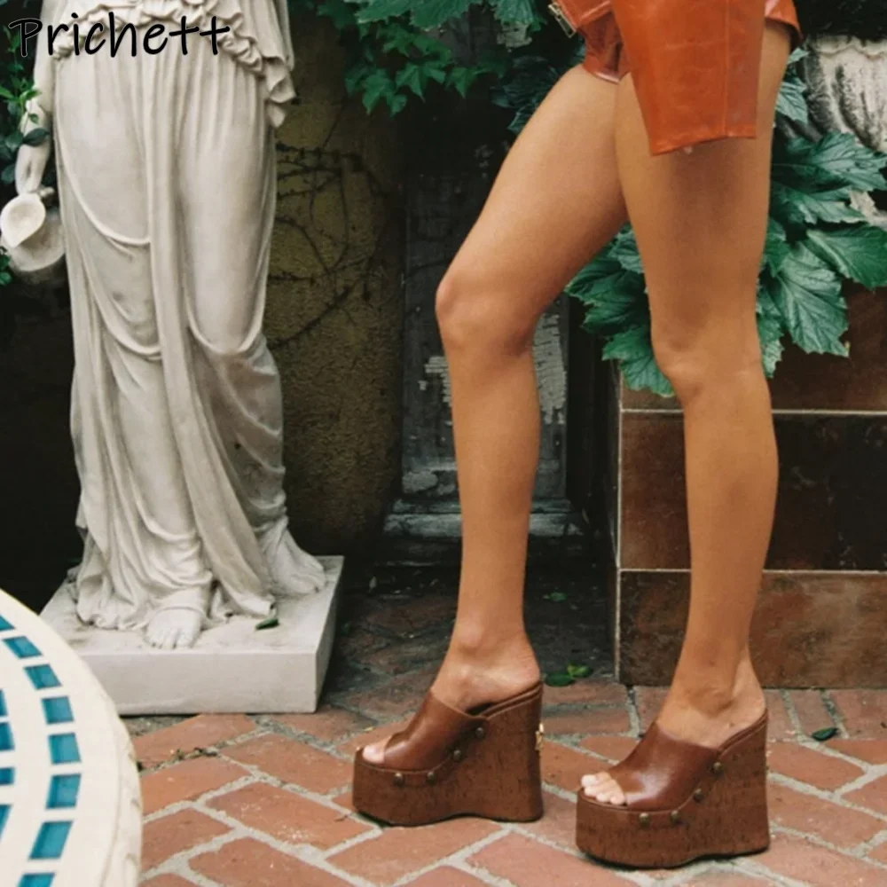 Wood Grain Wedges Rivet Sandals Peep Toe Solid Brown Leather Slingback Fashion Shoes Women's Sexy Leisure Vocation Shoes 2025
Wood Grain Wedges Rivet Sandals Peep Toe Solid Brown Leather Slingback Fashion Shoes Women's Sexy Leisure Vocation Shoes 2025