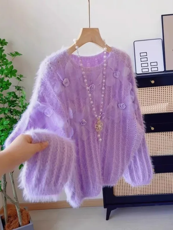 Мягкий уютный вязаный свитер с длинными рукавами для женщин, имитация норкового бархата, 3D цветочное украшение, нежный свободный крой, зимний топ
Мягкий уютный вязаный свитер с длинными рукавами для женщин, имитация норкового бархата, 3D цветочное украшение, нежный свободный крой, зимний топ