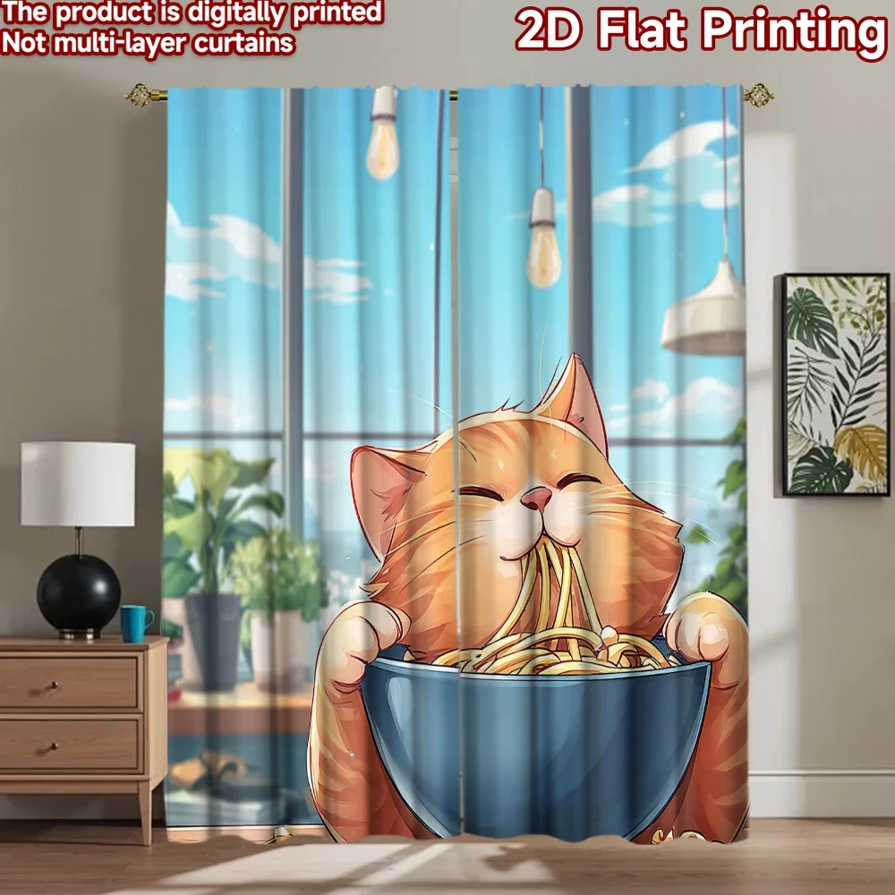 2D flat printing 2pcs Window Curtains Cute Cat Eating Spaghetti Digital Printed Polyester Drapes Holiday Decorations for Holiday
2D flat printing 2pcs Window Curtains Cute Cat Eating Spaghetti Digital Printed Polyester Drapes Holiday Decorations for Holiday