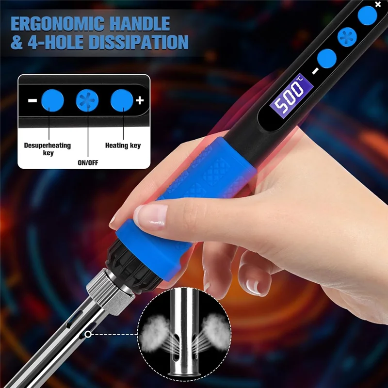 Premium-DIY Soldering Iron Kit, 90W LED Display Adjustable Temperature Soldering Iron, Automatic Sleep Mode Soldering Gun
Premium-DIY Soldering Iron Kit, 90W LED Display Adjustable Temperature Soldering Iron, Automatic Sleep Mode Soldering Gun