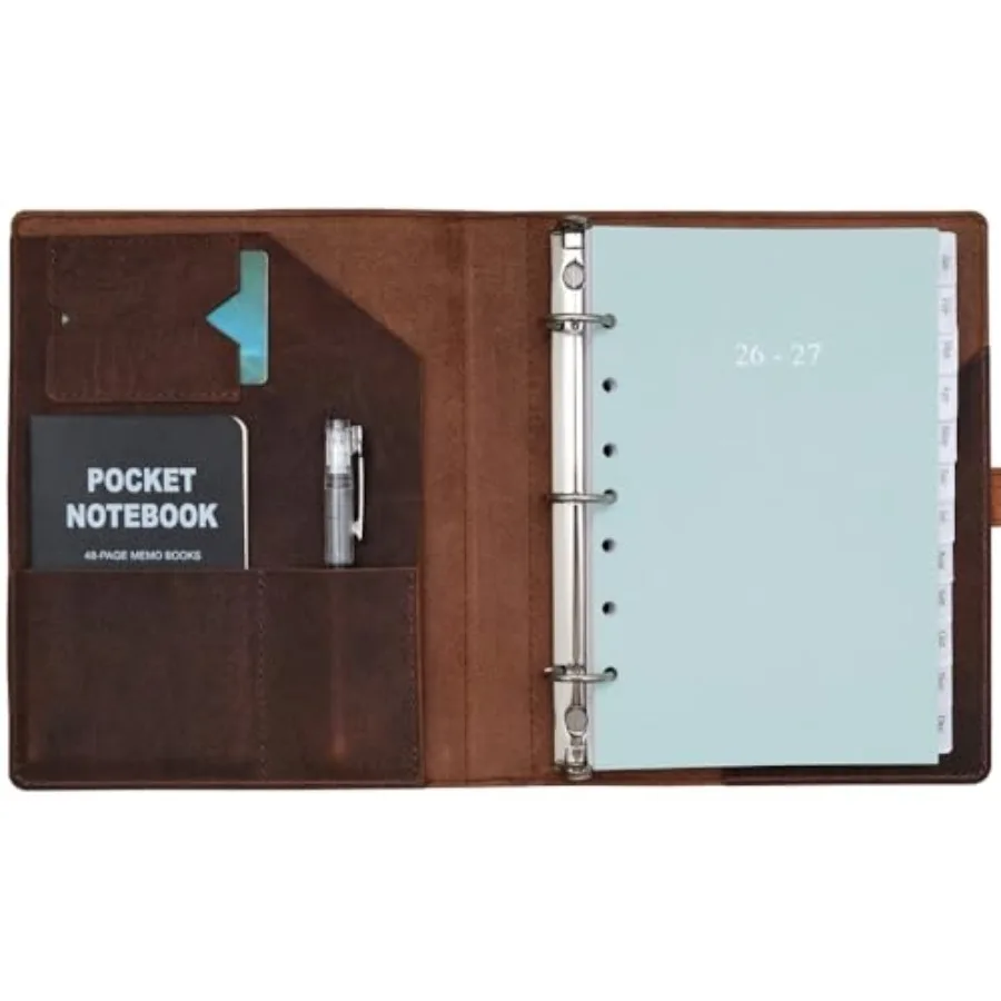 26-27 Leather Planner 5.5"x8.5" with 3-Ring Leather Binder, Jul 2026 to Jun 2027 Weekly and Monthly Pages, Interior Pockets, Re
26-27 Leather Planner 5.5"x8.5" with 3-Ring Leather Binder, Jul 2026 to Jun 2027 Weekly and Monthly Pages, Interior Pockets, Re