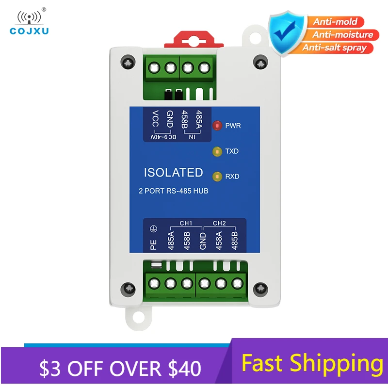 DC8-28V Industrial 2-way Cache RS485 Hubs Photoelectric Isolation COJXU E810-R12 Power and Signal Isolation ESD Protection
DC8-28V Industrial 2-way Cache RS485 Hubs Photoelectric Isolation COJXU E810-R12 Power and Signal Isolation ESD Protection