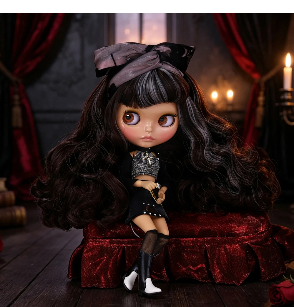 Neo Blythe Doll with Multi-Color Hair, Tan Skin, Shiny Cute Face & Custom Jointed Body 1 Neo Blythe Doll with Multi-Color Hair, Tan Skin, Shiny Cute Face & Custom Jointed Body 1