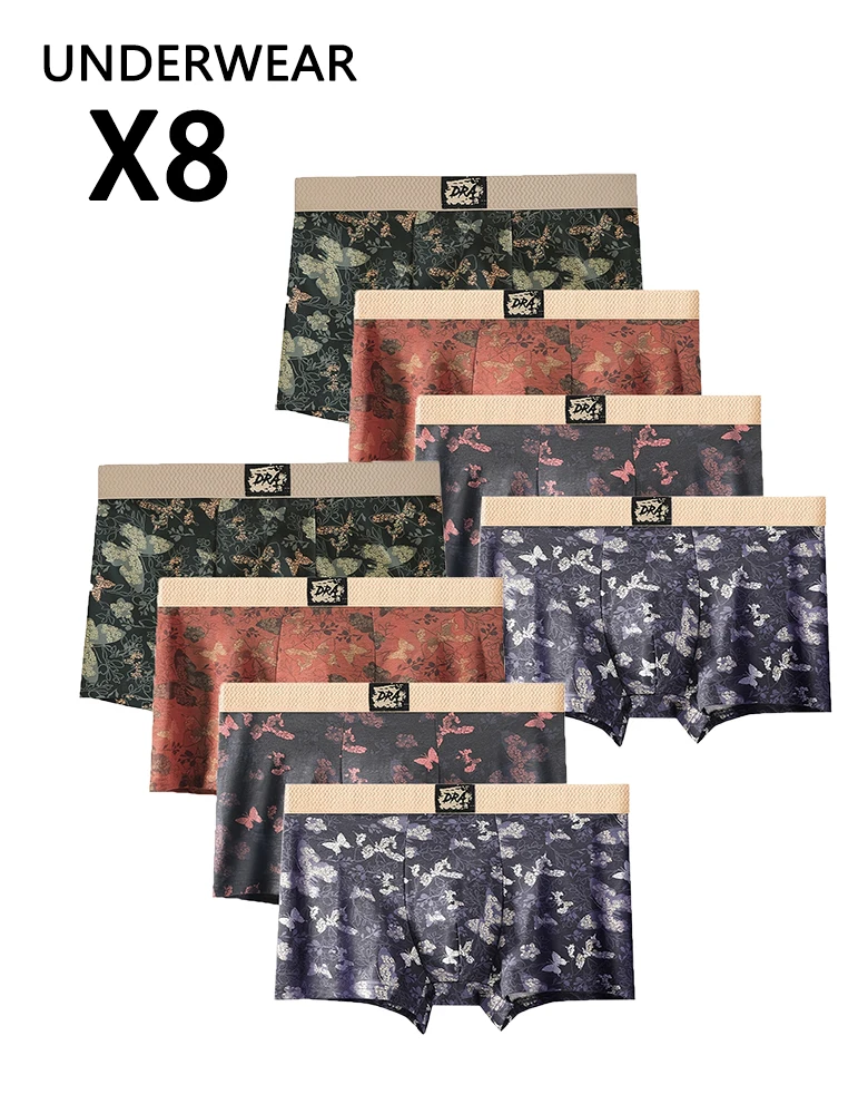 8Piece/Set Men Underwear Set Retro Print Butterfly Men Panties Soft Skin-Friendly Boxer Shorts Breathable Fashionable Underpant
8Piece/Set Men Underwear Set Retro Print Butterfly Men Panties Soft Skin-Friendly Boxer Shorts Breathable Fashionable Underpant