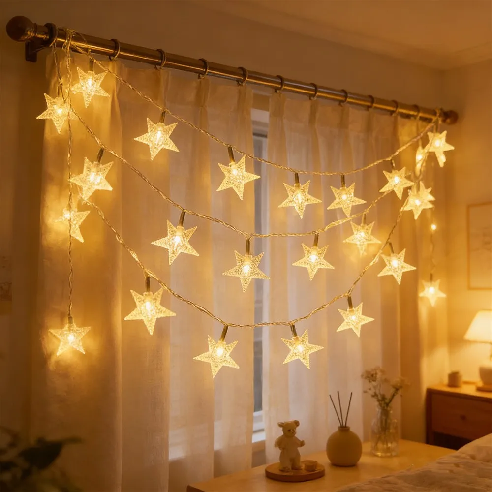 Battery Power Festoon LED Star Lights String Muslim Ramadan Festival Outdoor Wedding Party Garland Lamp Home Bedroom Decoration
Battery Power Festoon LED Star Lights String Muslim Ramadan Festival Outdoor Wedding Party Garland Lamp Home Bedroom Decoration