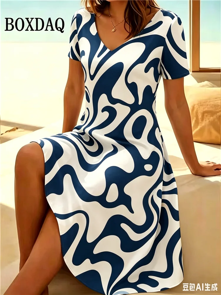 2026 New Women's Short Sleeve V Neck Dress Casual Abstract Painting Pattern Home Dress Summer Fashion Plus Size A Line Dress 6XL
2026 New Women's Short Sleeve V Neck Dress Casual Abstract Painting Pattern Home Dress Summer Fashion Plus Size A Line Dress 6XL