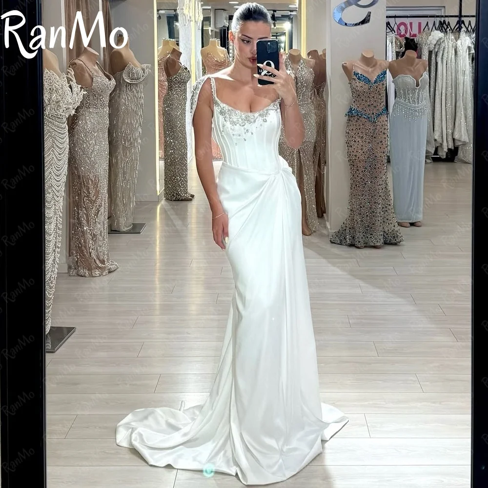 Ranmo Elegant 2025 Prom Gown Spaghetti Strap Beaded Wedding Party Dress Shiny Satin Pleated Court Train Evening Dress Customized
Ranmo Elegant 2025 Prom Gown Spaghetti Strap Beaded Wedding Party Dress Shiny Satin Pleated Court Train Evening Dress Customized
