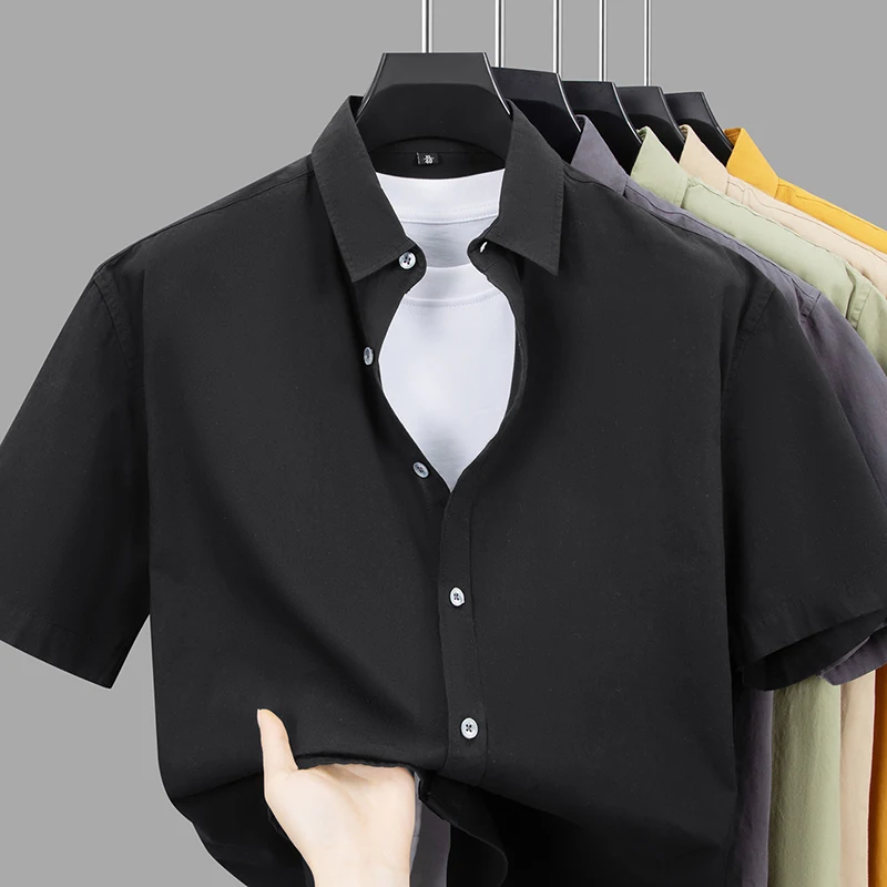 High End No Ironing Pure Cotton Shirt for Men's Summer Short Sleeved Solid Color Business Casual Drape Shirt
High End No Ironing Pure Cotton Shirt for Men's Summer Short Sleeved Solid Color Business Casual Drape Shirt
