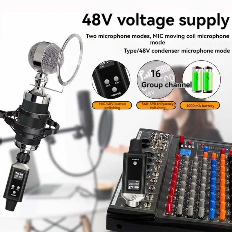 【Hot Cake】UHF Microphone Wired To Wireless Converter XLR Transmitter Receiver For Condenser Microphone Guitar Receiver Adapter
【Hot Cake】UHF Microphone Wired To Wireless Converter XLR Transmitter Receiver For Condenser Microphone Guitar Receiver Adapter