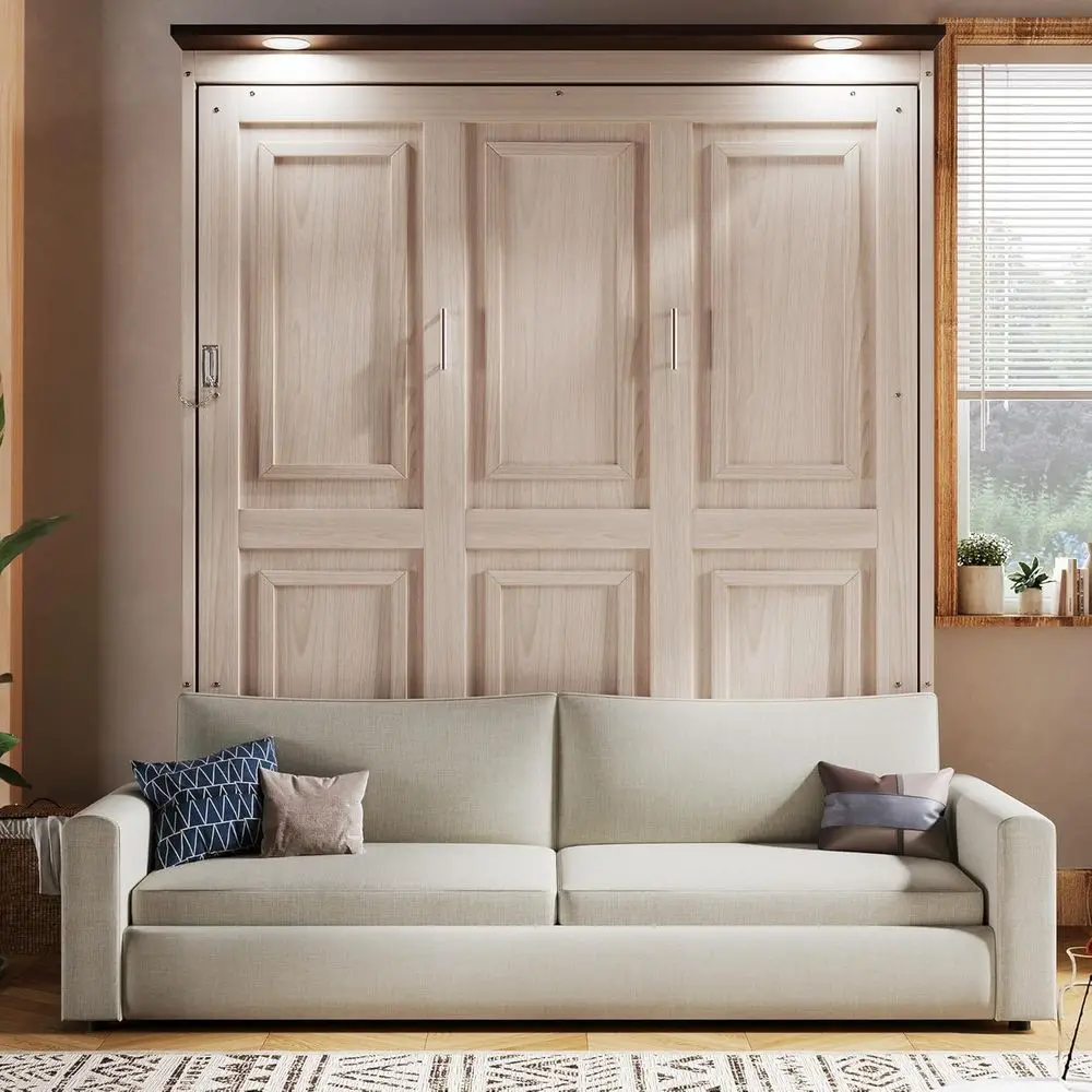 Queen-Sized Multifunctional Wall Bed with Sofa, LED Lighting, and Office Space
Queen-Sized Multifunctional Wall Bed with Sofa, LED Lighting, and Office Space
