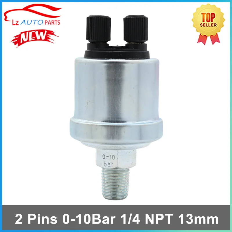 Universal Oil Pressure Sensor 2 Pins 0-10Bar 1/4 NPT 13mm for VDO Generator Part with Alarm Pressure Oil Sensing Plug
Universal Oil Pressure Sensor 2 Pins 0-10Bar 1/4 NPT 13mm for VDO Generator Part with Alarm Pressure Oil Sensing Plug
