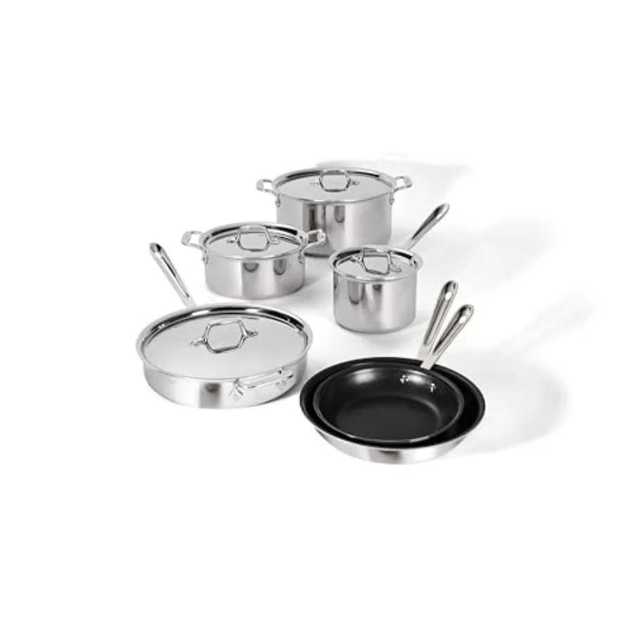 Kitchen cooking set: 3-ply nonstick bonded cookware, silver, oven and broiler safe up to 600F, includes frying pan, sauce pan,
Kitchen cooking set: 3-ply nonstick bonded cookware, silver, oven and broiler safe up to 600F, includes frying pan, sauce pan,