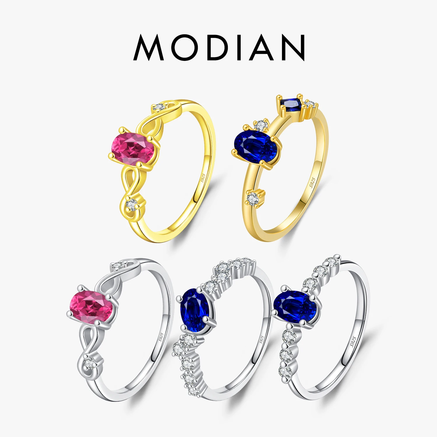 MODIAN 925 Sterling Silver Retro Vintage Oval Stackable Finger Ring Elegant Red & Royal Blue Rings For Women Party Jewelry
MODIAN 925 Sterling Silver Retro Vintage Oval Stackable Finger Ring Elegant Red & Royal Blue Rings For Women Party Jewelry