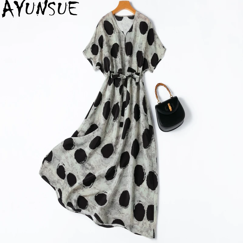 AYUNSUE 100% Mulberry Silk Dresses Woman V-Neck Elegant Drawstring Dress Woman Clothes High Quality Summer New in Dresses 2025
AYUNSUE 100% Mulberry Silk Dresses Woman V-Neck Elegant Drawstring Dress Woman Clothes High Quality Summer New in Dresses 2025