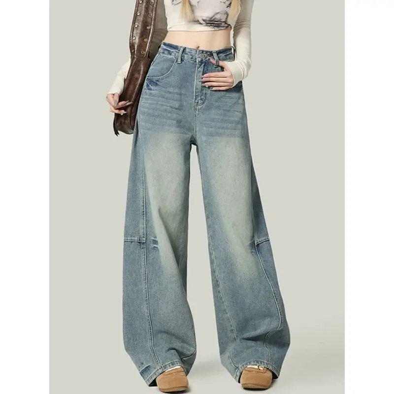 Loose Straight Leg Blue Jeans Women's plus Size Spring New Wide Leg Floor Length Meat Covering Casual High Waist Trousers
Loose Straight Leg Blue Jeans Women's plus Size Spring New Wide Leg Floor Length Meat Covering Casual High Waist Trousers