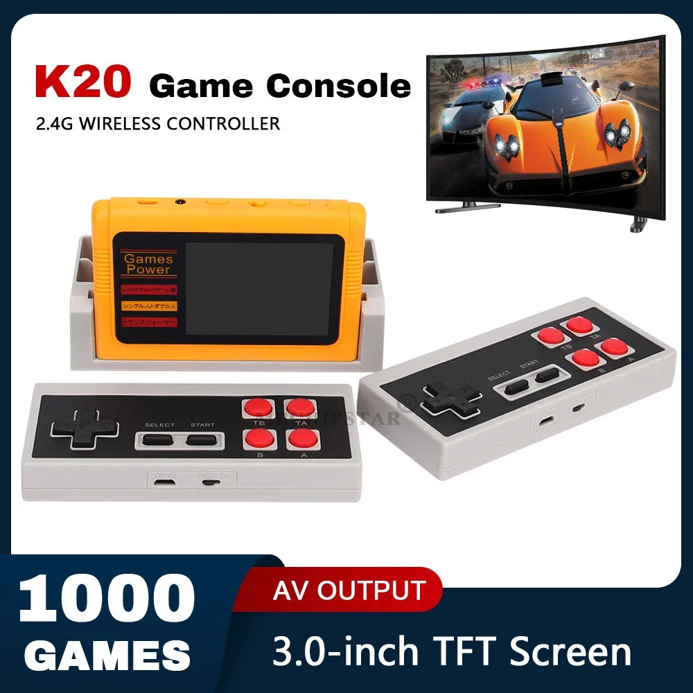 K20 Classic 1000 IN 1 Video Game Console 8 Bit Portable Handheld Consoles with Dual Controller 3.0inch TFT Screen For Boys Gifts
K20 Classic 1000 IN 1 Video Game Console 8 Bit Portable Handheld Consoles with Dual Controller 3.0inch TFT Screen For Boys Gifts