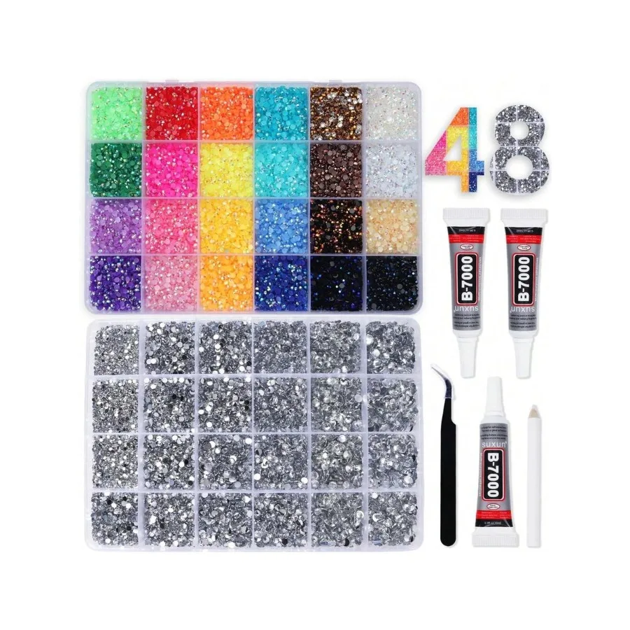 2 Boxes Rhinestones For Bedazzling Kits, Multicolor 3mm andAmp; Silver Clear 2/3/4/5/6mm Resin Flatback Gems For Diamond Art, B
2 Boxes Rhinestones For Bedazzling Kits, Multicolor 3mm andAmp; Silver Clear 2/3/4/5/6mm Resin Flatback Gems For Diamond Art, B