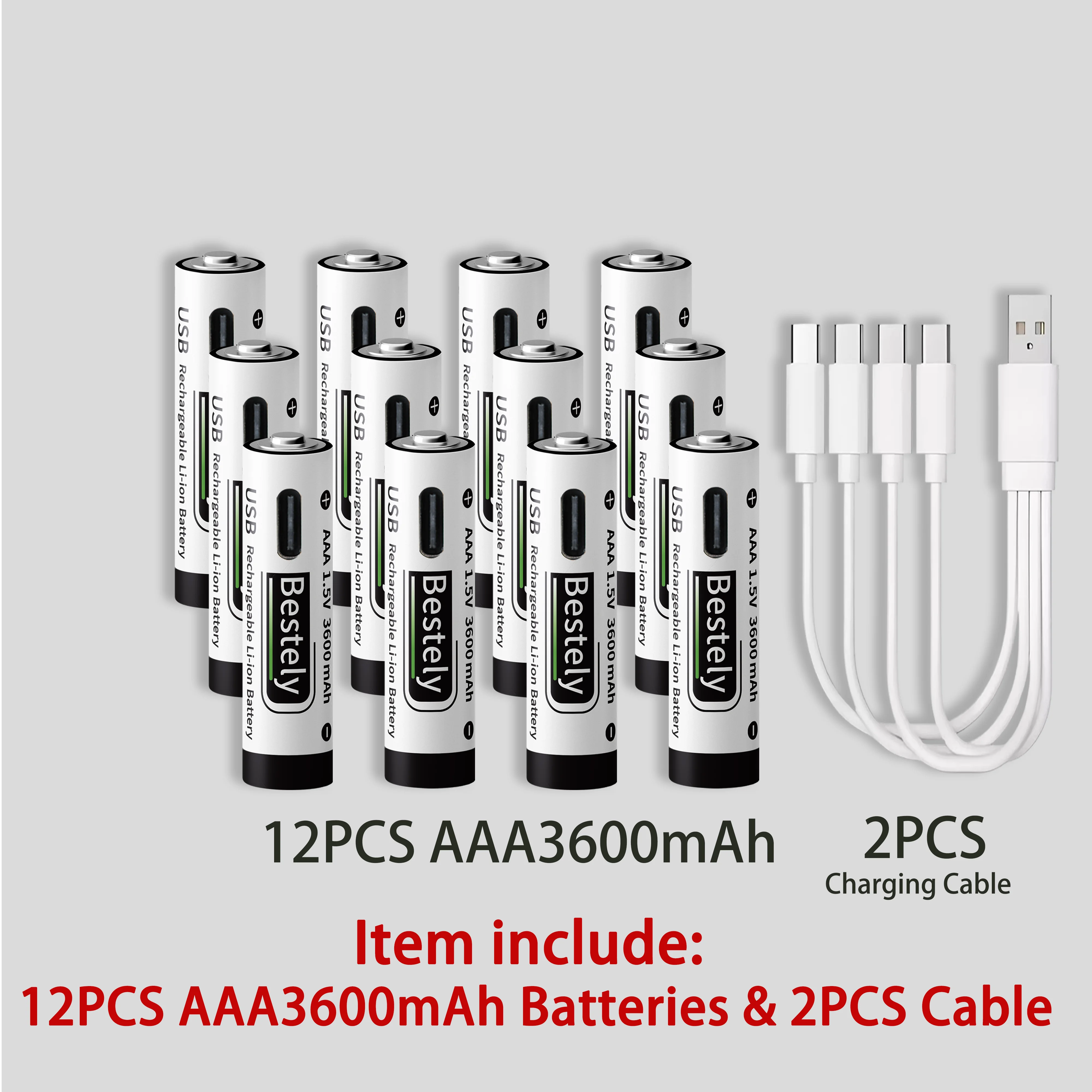 New 1.5V AAA 3600mAh Rechargeable Lithium Battery/aaa High Capacity Li-ion Batteries/USB-C Fast Charging Long-Lasting with Cable
New 1.5V AAA 3600mAh Rechargeable Lithium Battery/aaa High Capacity Li-ion Batteries/USB-C Fast Charging Long-Lasting with Cable
